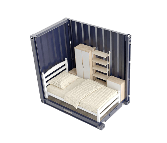 CGI static animation of 6 ft container.
