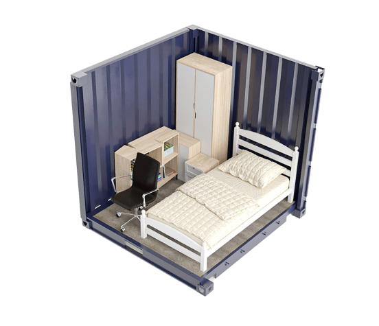 CGI static animation of 8 ft container.
